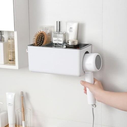 Free-punching Hair Dryer Holder Household Storage Rack Bathroom Organizer Storage Rack Bathroom Accessories Set Home