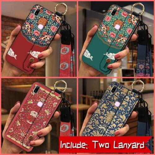 Wrist Strap Kickstand Phone Case For VIVO V11i/V11 India/Z3/Z3i/V1813BA TPU Waterproof Shockproof Silicone
