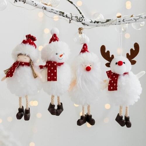 Christmas Decorations Cute Plush Angel girl pendant mini woolen doll Xmas Tree Ornament Kid Gift Hanging Pendant for Christmas