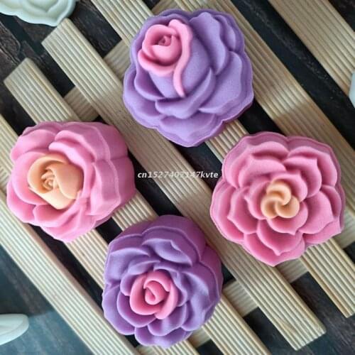Rose Shape Moon Cake Mould Hand Pressure Cookies Cutter Blossom Pastry Tool Moon Cake Maker Bath Bombs Press Durable