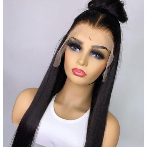 Silky Straight Lace Front Wig Synthetic Hair Glueless 13x3 Lace Wigs with Baby Hair Heat Resistant Fiber Hair