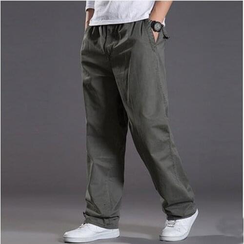 Spring and summer thin section casual Cotton pants men multi-pocket mens trousers oversize pants elastic Super Large Size M-6XL