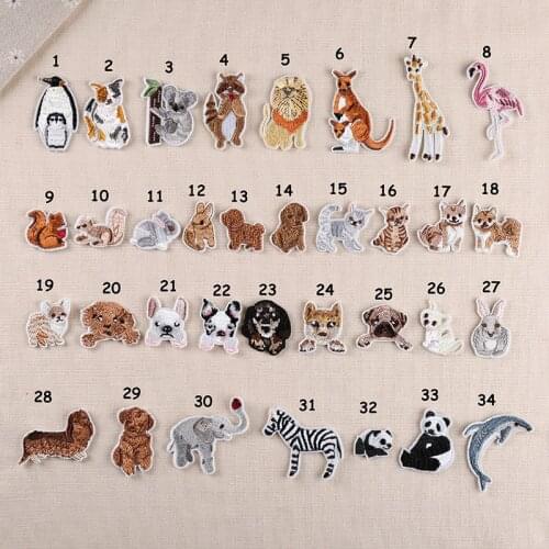 Cartoon Animal Embroidery Patches for Clothes Iron on Clothing Flamingo Dog Rabbit Dolphin Appliques Stripe Sticker Craft Patch