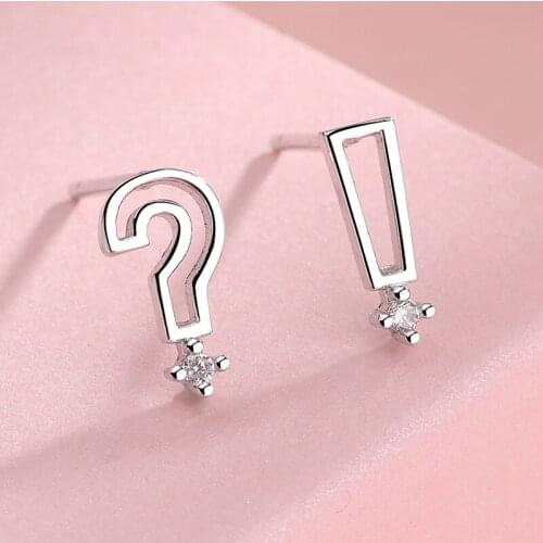 Creative Symbol Earring Luxury Question Exclamation Mark Crystal Rhinestone Tiny Stud Earrings Daily Minimalist Ear Jewelry