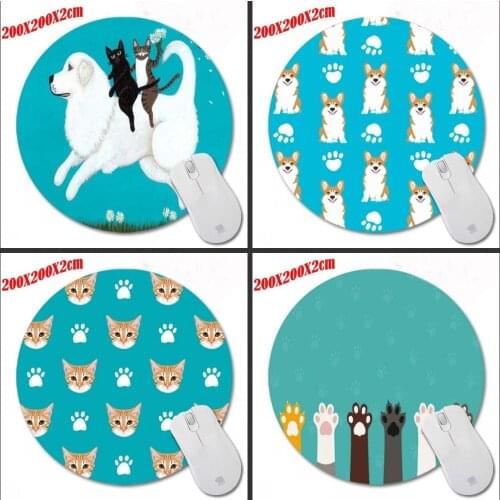 Mairuige Print Cat Paw Unique Desk Pad Computer Animation Mats Mouse Round Round Mat Mice Cushion 200*200*2mm