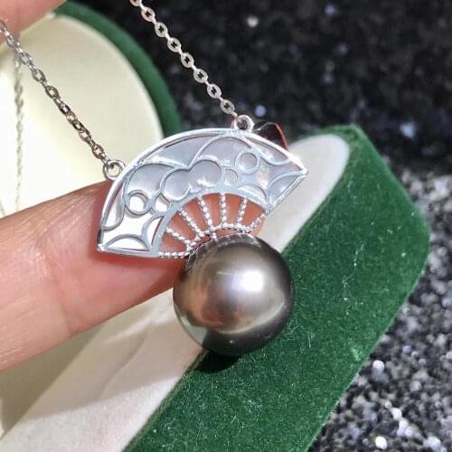 Fan Shape 925 Sterling Silver Necklace Findings Jewelry Base Settings Mountings Parts for Akoya Edison Pearls, Coral, Jade