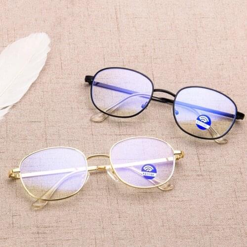 Vintage Anti-blue Light Round Eyeglasses Fashion Metal Optics Glasses Frame Myopia Computer Eye Glasses Classic Men New