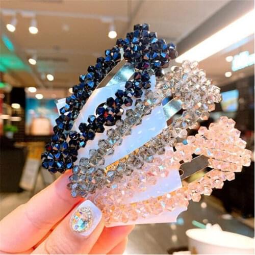 Women Rhinestone Hair Clips Full Crystal Hairclip Metal Ponytail Holder Hairpins BB Hairgrip Girls Hair Accessories