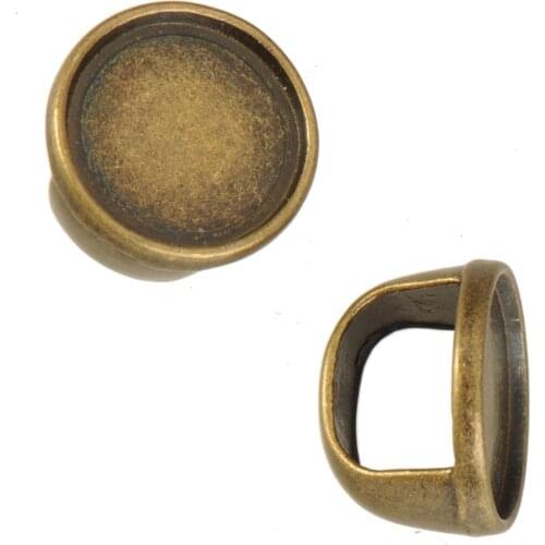 Antique beads multi bracelets leather retro silver 7*10mm big hole diy round cabochon cameo metal jewelry findings 16*10mm 20pcs