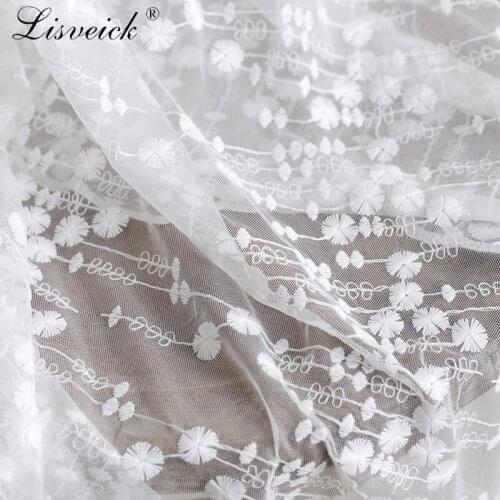 1yard High-grade cotton embroidery mesh lace fabric Soft yarn diy dress skirt material clothing wedding fabric home decoration