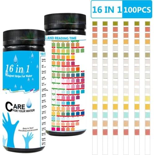 100pc Upgrade16-in-1 Water Quality Test Strip For Checking Water Quality Test Aquarium Fish Tank Pool Water Drinking Test Strip