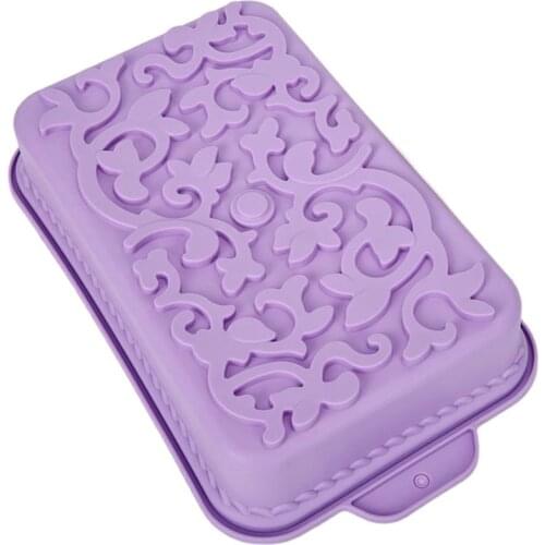 Decorative Pattern Rectangle Silicone Cake Molds For Baking Mousse Jelly French Dessert Mold Pastry Baking Chocolate Tools K814