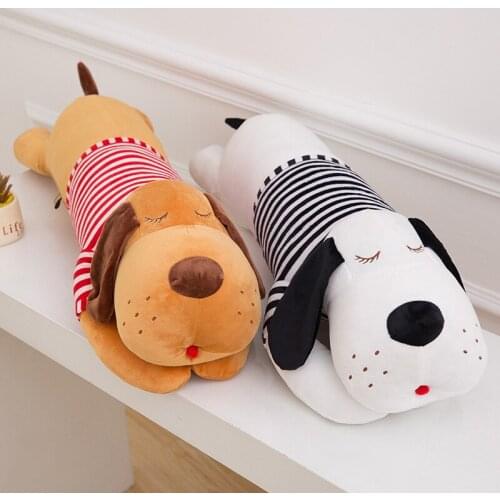 70-110cm 3 Colors Giant Classic Striped Prone Lies Dog Plillow Plush Toy Birthday Stuffed Sleeping Valentines Gift D Cushion