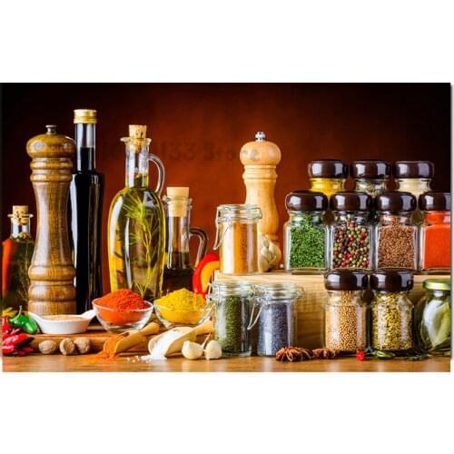 Diy diamond painting Spices Star anise Illicium Garlic Black pepper Jar seasoning square round diamond embroidery Kitchen GG4299