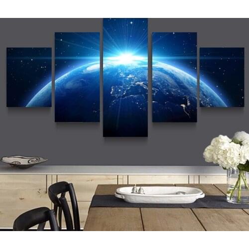 ArtSailing HD print 5 piece canvas painting Universe Planet Earth Scenery poster living room decoration free shipping H238