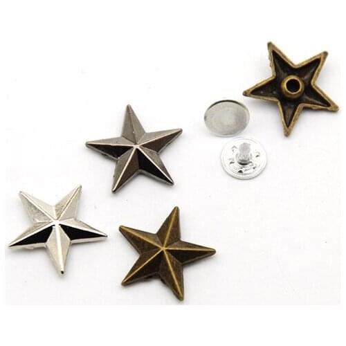 DIY 150sets/lot 18mm zinc alloy metal rivets star jeans button rivets with alum nail nickle/black/bronze ZD-009 free shipping
