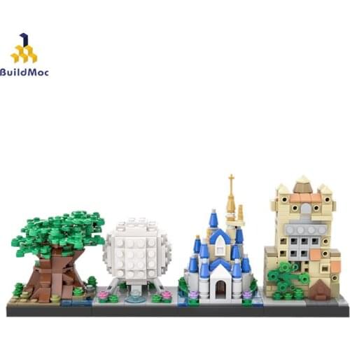 Buildmoc House 530 Pcs City Buildings Skyline Lite Moc Modular House Building Trees Castle Block Model Kids Toy Boys Girls Gifts