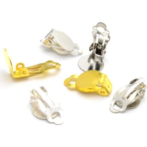Jewelry Findings Diy 10PCS Metal Iron With holes Flat Blank Ear Clip for Earring Jewelry Accessories