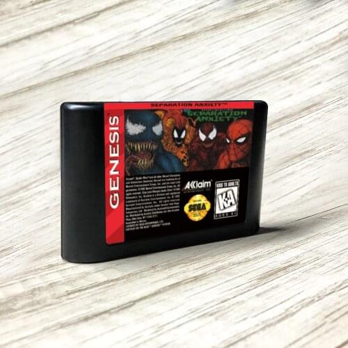 Venom Game Spider-Men Separation Anxiety - USA Label Flashkit MD Card for Sega Genesis Megadrive Video Game Console