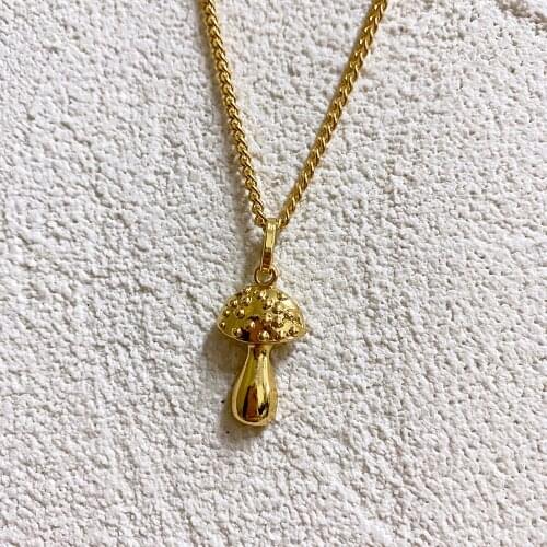 New Ins Vintage Mushroom Smile Sun Necklace Simple Cute Mushroom Necklaces For Women Girls Fashion Jewelry Gift