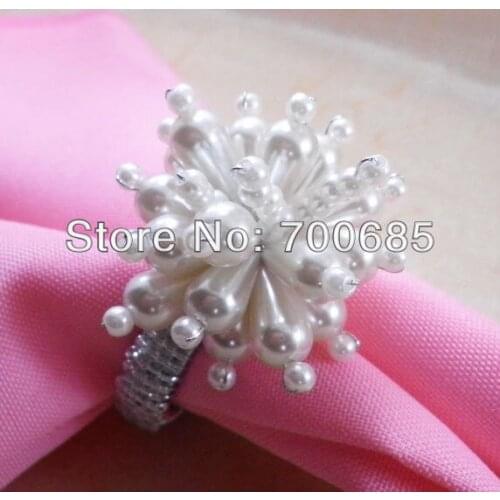 Pearl napkin ring pearl flower ,decoration napkin holder