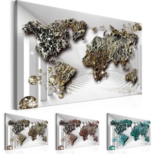 World Map Canvas Painting Modern Prints Map Art Posters Prints Art Wall Pictures Living Room Poster (No Frame)