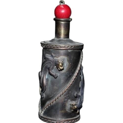 China old Beijing old goods Seiko pure copper gecko snuff bottle