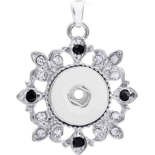 Hot Sale Flowers 210 Rhinestone Snaps Button Necklace Pendant Necklace Fit 18mm Buttons For Women Charm jewelry