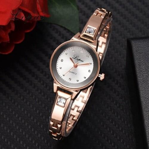 Lvpai Top Brand Womens Watches Fashion Bracelet Rose Gold Quartz Watches Rhinestone Dress Ladies Watch Bracelet Montre Femme