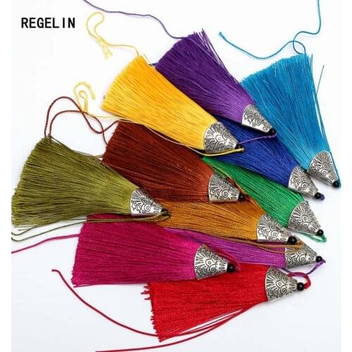 REGELIN Mixed Color Long Polyester Thread Tassel Brush 5pcs 80mm for Bracelet Charm Pendant Key Chain DIY Pendant Charms Finding