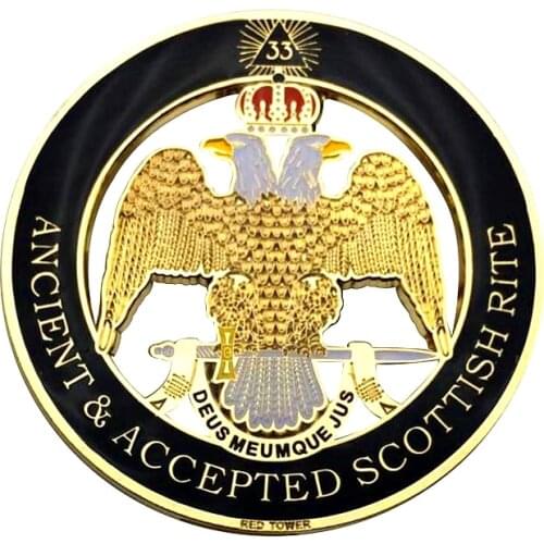 3" Masonic Car Emblem Gold Crown Scottish Rite 33 Degree Wing Down Mason Auto Truck Motorcycle Decal Sticker Badge