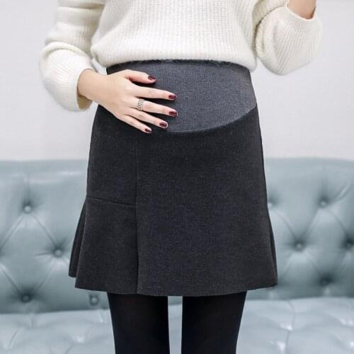 2020 New Maternity Wear Woolen Skirts Korea Empire Skirt for Pregnancy Women Pregnant Cotton Clothes Spring Autumn Plus Size