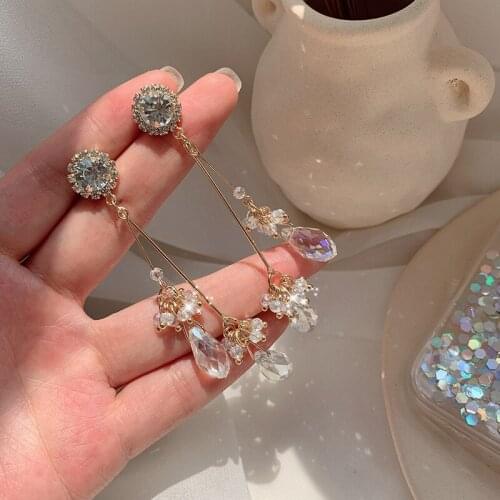 2020 New Womens Earrings Long Tassel Rhinestonel Drop Earrings for Women Bijoux Korean boucle Girls Gift Jewelry