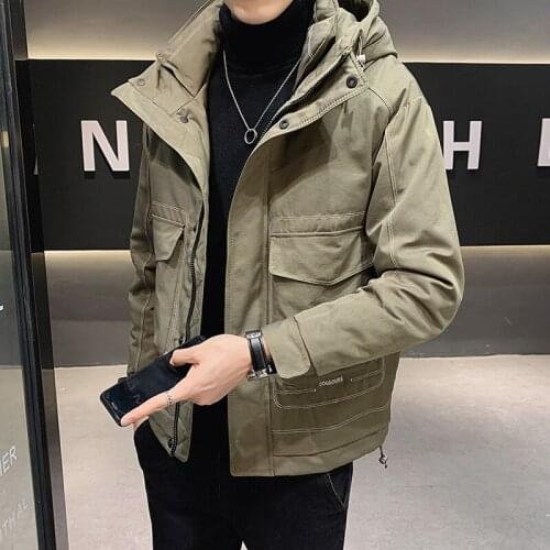 2021 Winter New Fashion Hooded Men Duck Down Jacket Ultra Light Thick Warm Down Jackets Men Casual Parka Outerwear Coat B350