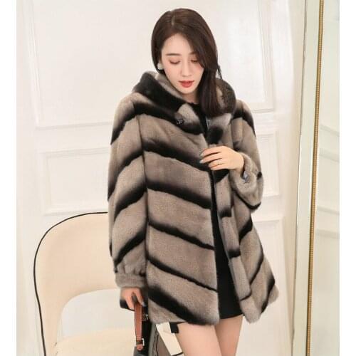 New Genuine Mink Fur Jacket Real Mink Fur Winter Coat Hooded Womens Real Fur Garment Warm Overcoat Free Shipping Wholesale OEM