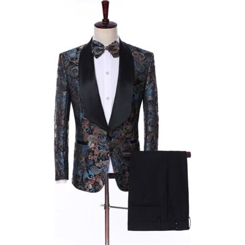 New Arrival Costume Embroidery Slim Fit Wedding Suits Groom Prom Tuxedo Terno Masculino Mens Suits 3 Pieces ( Jacket+Pants+Vest)