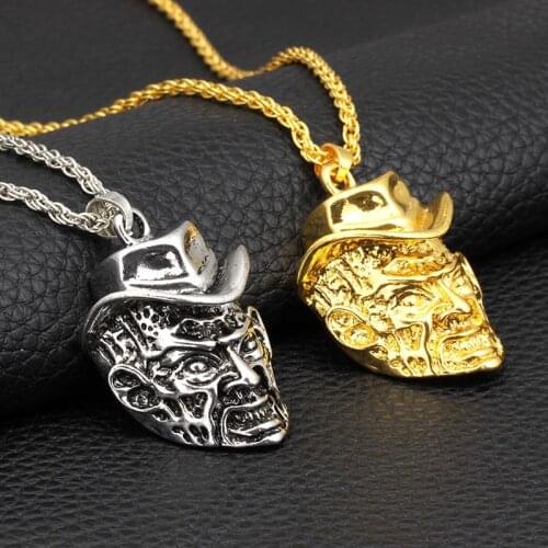 Punk Style 2020 Fashion Hyperbole Clown Mask Necklaces & Pendant Women Men Gold Silver Color Long Chain Necklace Hip Hop Jewelry