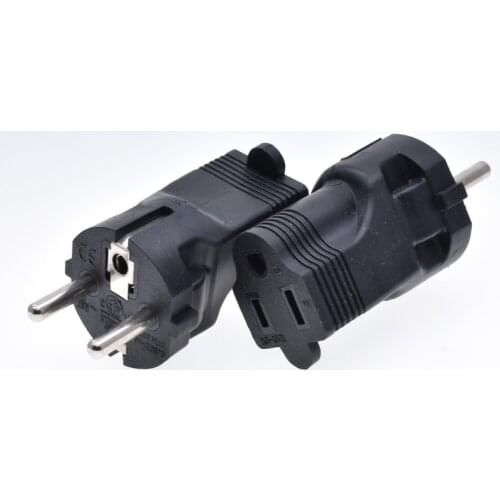 Plug adapter for US to EU NEMA5-15p type-B to Schuko Type F power outlet 10A converter female to male conversion plug