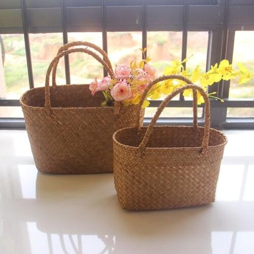 Seaweed woven basket flower straw flower basket garden succulent handbag handbag flower basket crafts storage basket WF725202