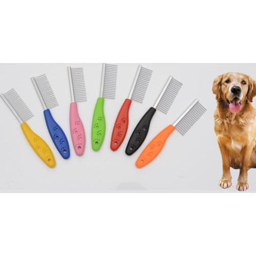 Dog Pet Hair Grooming Comb Flea Shedding Brush Puppy Cat Dog Handhold Stainless Hair Combs Cat Dog Bath Cleaning Supplies
