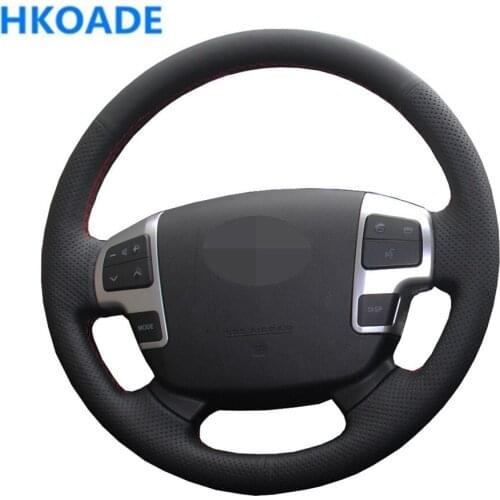 DIY Hand-stitched Black Artificial Leather Car Steering Wheel Cover For Toyota Land Cruiser LC2008-2015 Toyota Tundra 2007- 2013