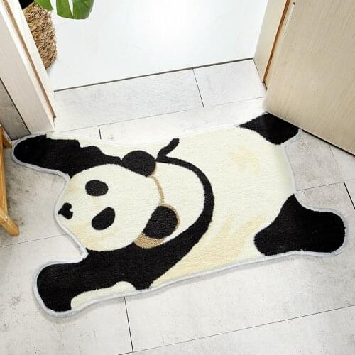 Cute Cartoon Panda and Tiger Door Mat Rugs Home Bedroom Bedside Carpet Bathroom Toilet Non-slip Absorbent Padded Floor Mats