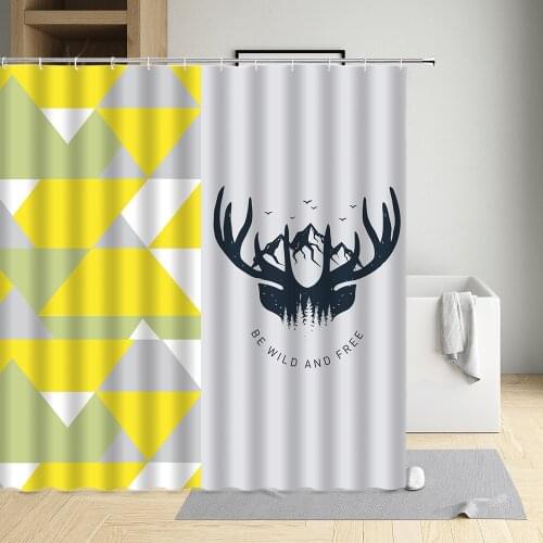 Modern Minimalist Splicing Shower Curtain Sets Creative Stripe Geometric Bathroom Decorative Curtains Washable Fabric With Hooks