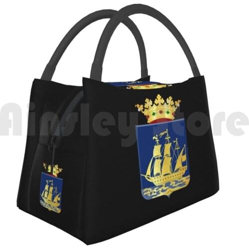 Cooler Lunch Bag Picnic Bag Coat Of Arms Of Ijlst Netherlands Ijlst Coat Arms Boat Blue Yellow Crown Holland
