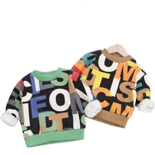 Boys sweatshirts autumn winter kids casual cotton thick vekvet t-shirts for baby girls children warm tops toddler clothes 2 3 4Y