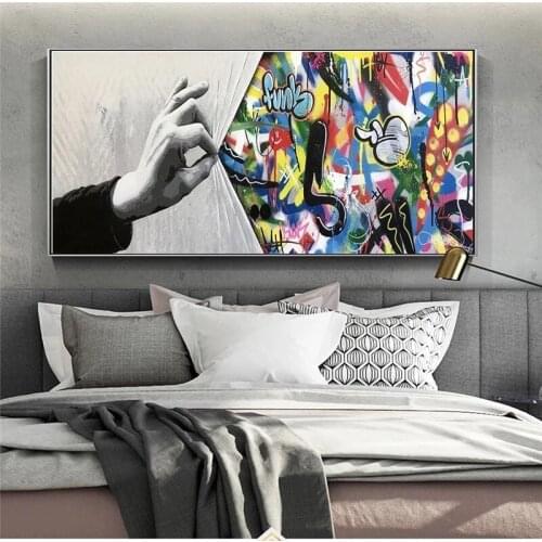 Street Graffiti Art Hands Catch The Curtain Canvas Paintings Wall Art Posters and Prints Modern Wall Pictures Room Home Decor