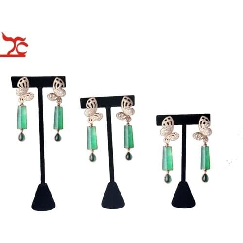 Good Quality Black Velvet Jewelry Display Rack Earring Tree T Bar Display Holder Stud Organizer Storage Showcase Stand 3 Sizes