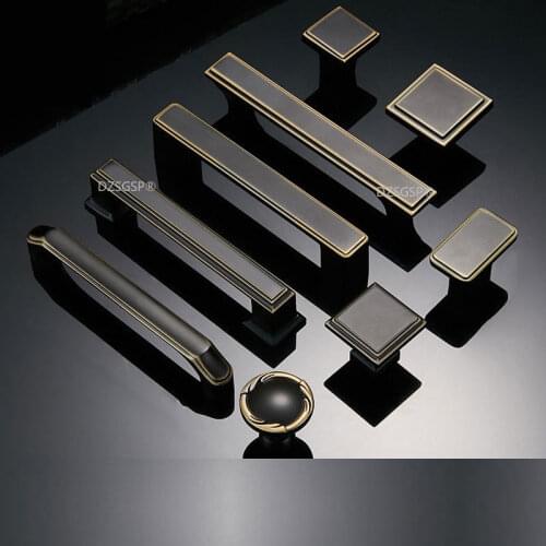 Drawer Kitchen Pull Square Antique Bronze Brass Door Wardrobe Hardware Cabinet Cupboard Knob Sliding door Handle