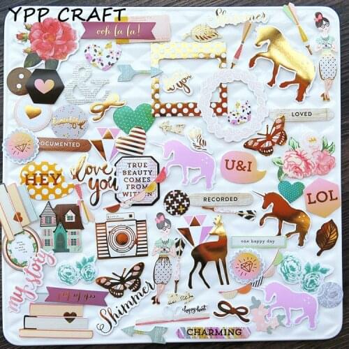 YPP CRAFT 70pcs My Story Colorful Cardstock Die Cuts for Scrapbooking Happy Planner/Card Making/Journaling Project DIY Craft