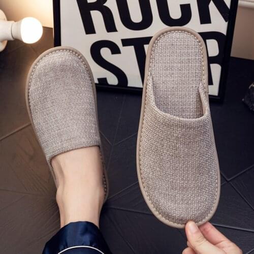 Korean style New Womens home slippers Sewing flax Thick bottom indoor anti-skid Indoor Hotel office woman shoes 2021New